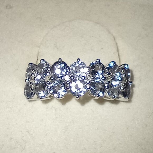 CHRISTMAS SPECIAL! 10Kt White Gold Round Tanzanite & Diamond-Accent Ring - Picture 1 of 5